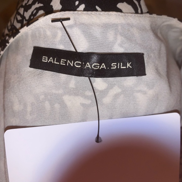 BALENCIAGA Size 40 abstract print SILK wrap DRESS - Picture 4 of 11